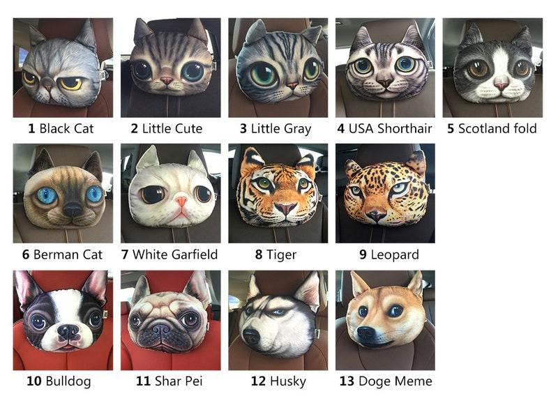 3D Animal Charcoal Car Pillow